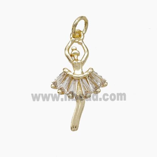 Copper Dancer Girls Pendant Pave Zirconia Gold Plated