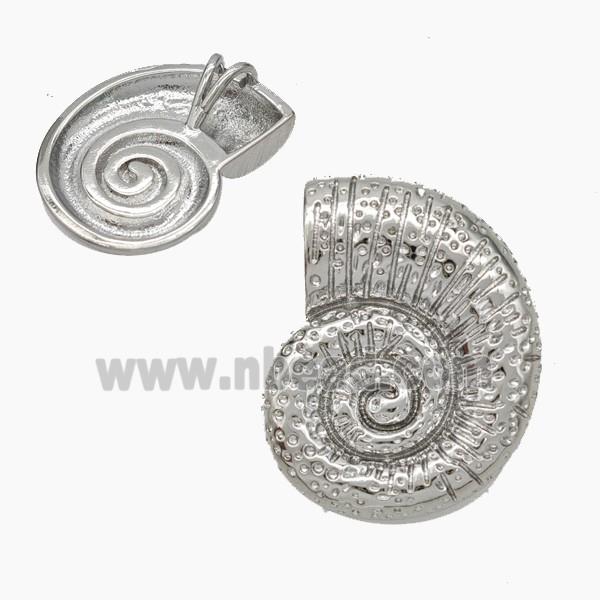 Nautilus Charms Copper Conch Shell Pendant Hammered Platinum Plated