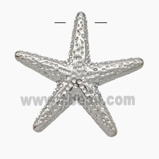 Copper Starfish Pendant Hammered Platinum Plated