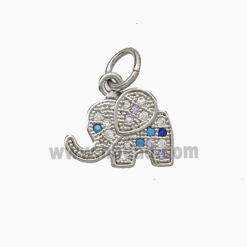 Copper Elephant Pendant Micropave Zirconia Platinum Plated