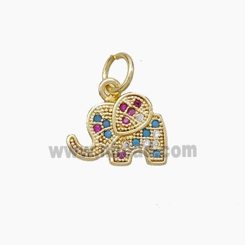 Copper Elephant Pendant Micropave Zirconia Gold Plated