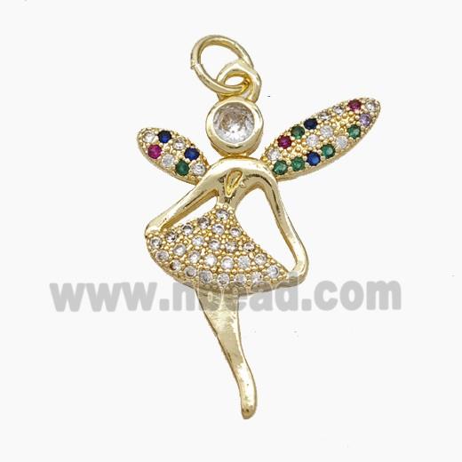 Copper Fairy Pendant Pave Zirconia Gold Plated