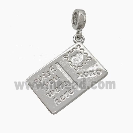 Postcard Charms Copper Pendant Platinum Plated