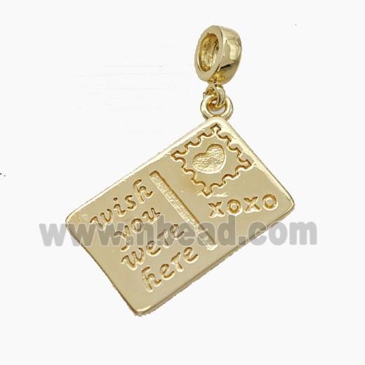 Postcard Charms Copper Pendant Gold Plated