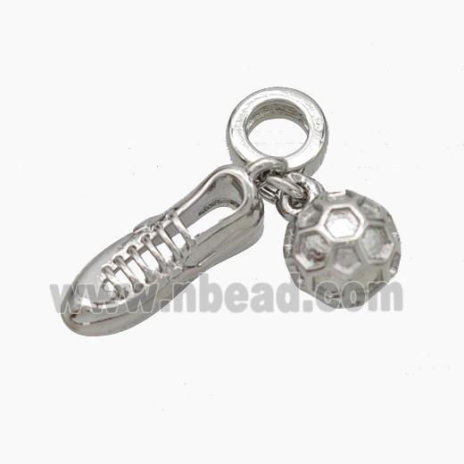 Football And Shoes Charms Copper Sports Pendant Platinum Plated