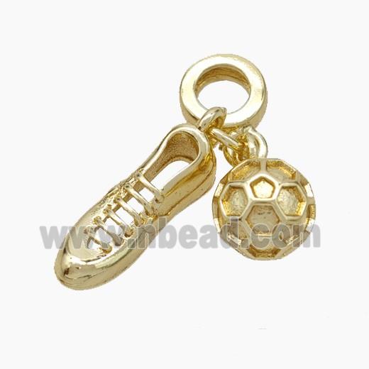 Football And Shoes Charms Copper Sports Pendant Gold Plated