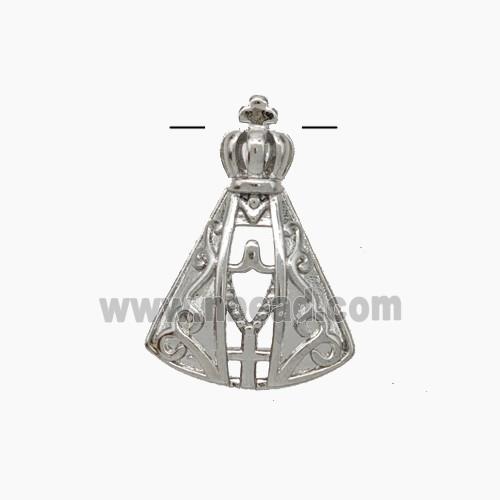 Catholic Cross Crown Charms Copper Pendant Platinum Plated