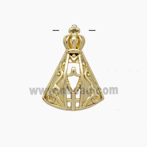 Catholic Cross Crown Charms Copper Pendant Gold Plated