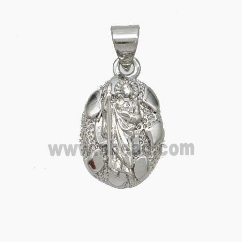 Jesus Charms Copper Pendant Platinum Plated