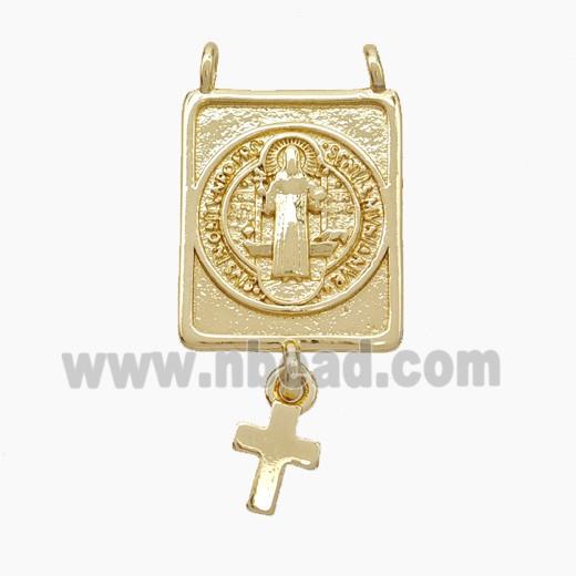 Jesus Charms Copper Pendant 2loops Cross Gold Plated