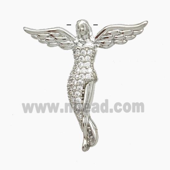 Angelwing Charms Copper Pendant Pave Zirconia Engelsrufer Platinum Plated