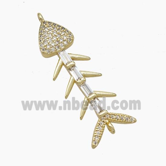 Copper Fishbone Connector Pave Zirconia Gold Plated