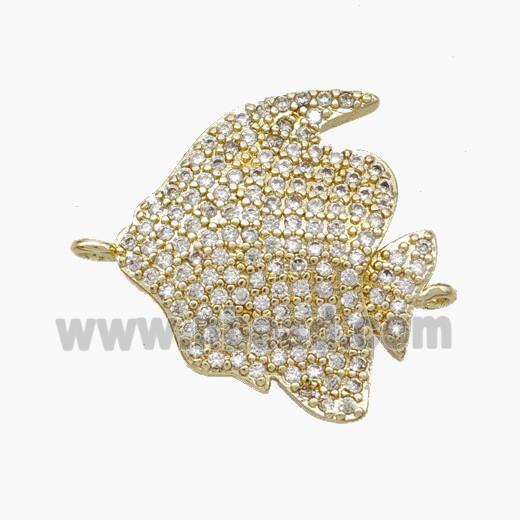 Copper Fish Connector Pave Zirconia Gold Plated