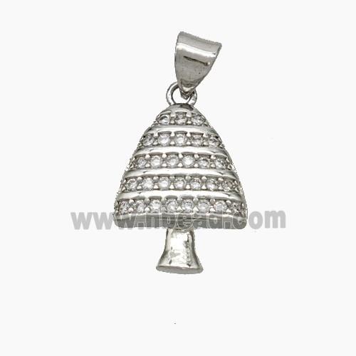 Christmas Tree Copper Pendant Pave Zirconia Platinum Plated