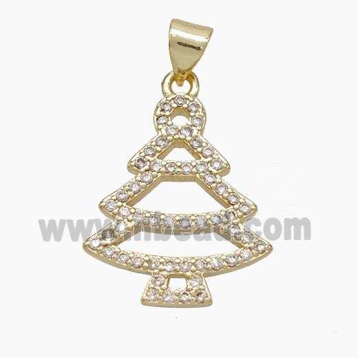 Christmas Tree Copper Pendant Pave Zirconia Gold Plated