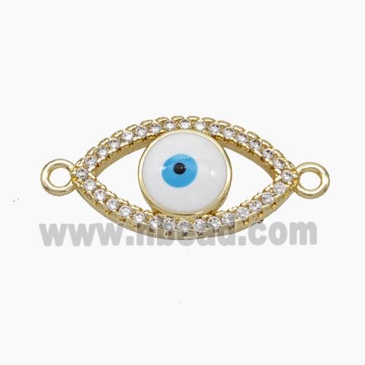 Copper Evil Eye Connector Pave Zirconia Enamel Gold Plated