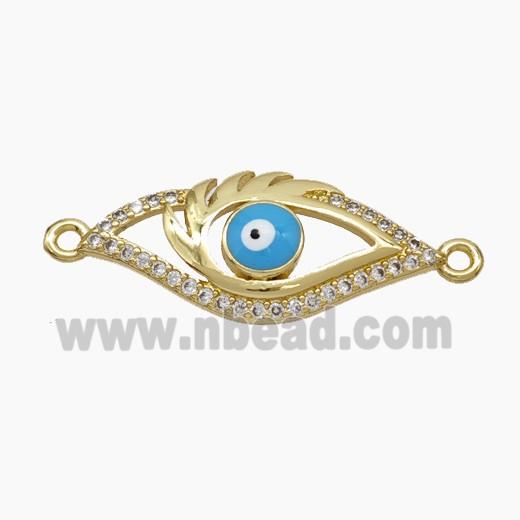 Copper Evil Eye Connector Pave Zirconia Enamel Gold Plated