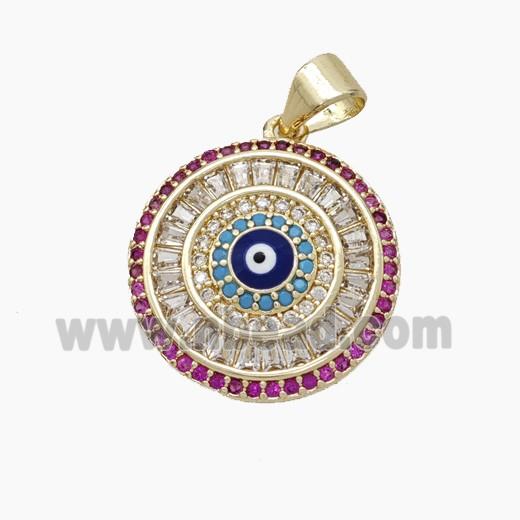 Copper Evil Eye Connector Pave Zirconia Enamel Gold Plated