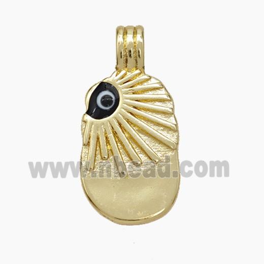 Copper Eye Pendant Black Enamel Gold Plated