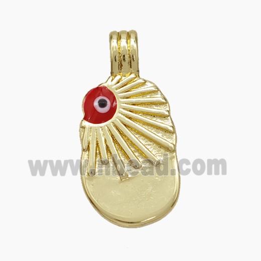 Copper Eye Pendant Red Enamel Gold Plated