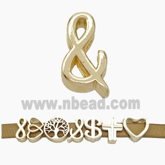 Copper Watchband Beads Ampersand Symbols Flat Hole Gold Plated