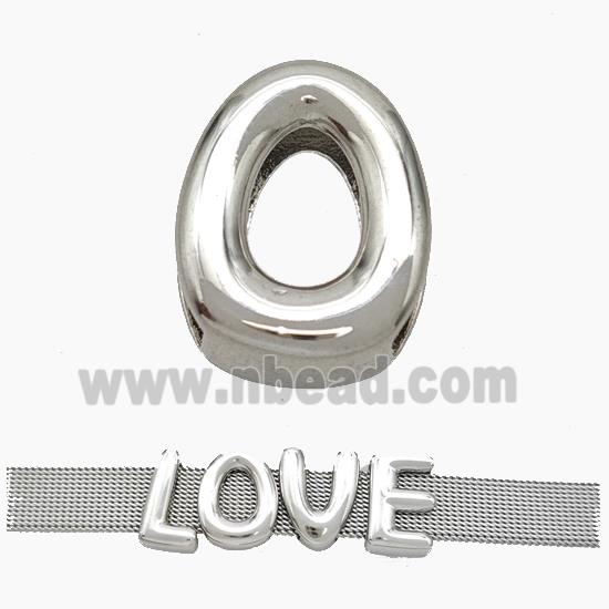 Copper Watchband Beads Letter-O Flat Hole Platinum Plated