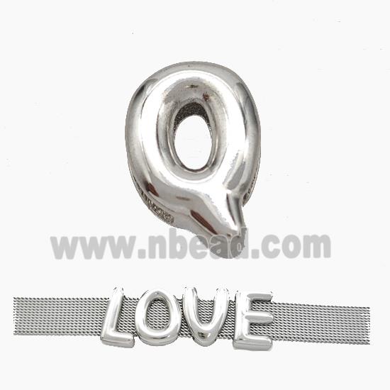 Copper Watchband Beads Letter-Q Flat Hole Platinum Plated