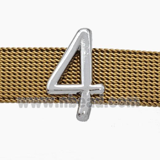 Copper Watchband Beads Number-4 Four Flat Hole Platinum Plated