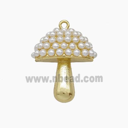 Copper Mushroom Pendant Pave Pearlized Resin Gold Plated