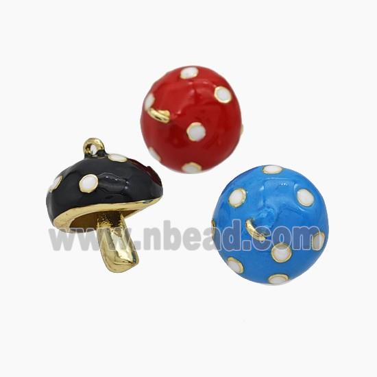 Copper Mushroom Pendant Enamel Gold Plated Mixed Color