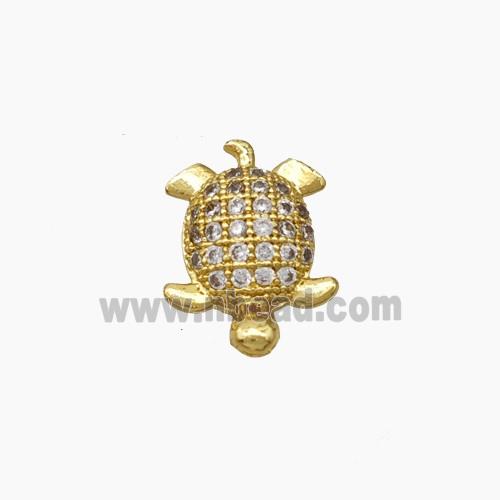 Copper Tortoise Cabachon Pave Zirconia Nohole Gold Plated