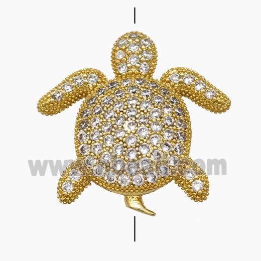 Copper Tortoise Beads Pave Zirconia Gold Plated