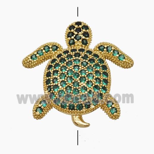 Copper Tortoise Beads Pave Green Zirconia Gold Plated