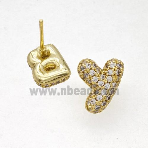 Copper Stud Earrings Pave Zirconia Letter-Y Gold Plated