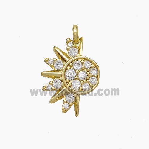 Copper Sun Pendant Pave Zirconia Gold Plated