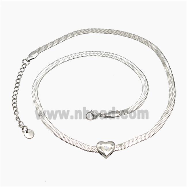 Raw Stainless Steel Necklace Chain With Heart