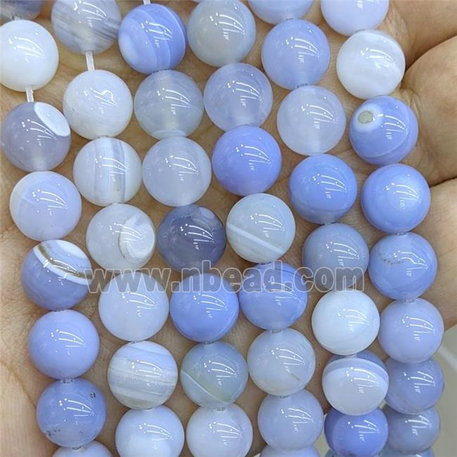 Natural Stripe Agate Beads Blue Dye Smooth Round