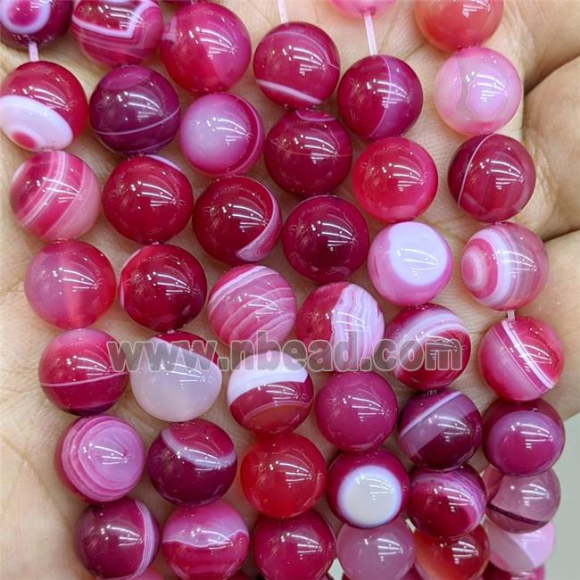 Natural Stripe Agate Beads Red Dye Smooth Round