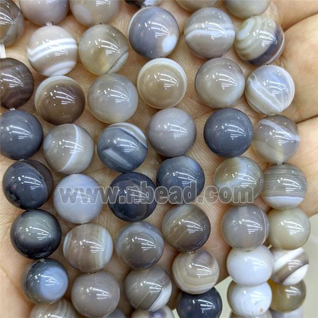 Natural Stripe Agate Beads Coffee Dye Smooth Round