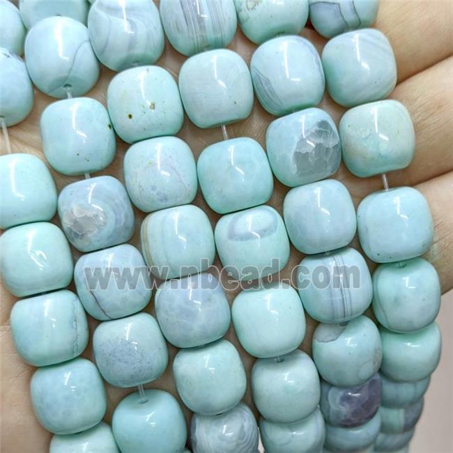 Natural Agate Barrel Beads Teal Dye