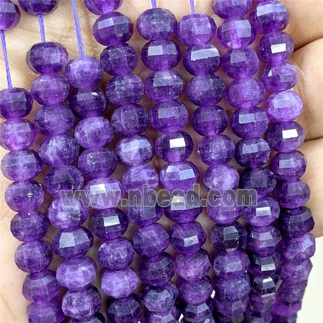 Natural Jade Beads Purple Dye Faceted Pumpkin