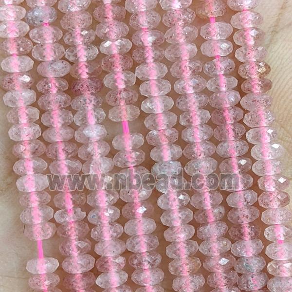 Natural Pink Strawberry Quartz Beads Faceted Rondelle