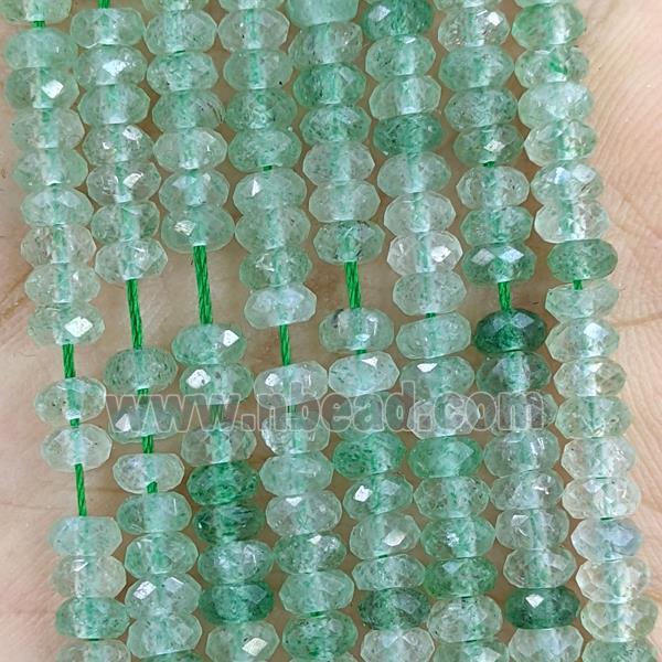 Natural Green Strawberry Quartz Beads Faceted Rondelle