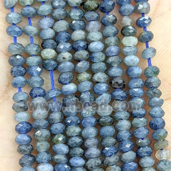 Natural Blue Sapphire Beads Faceted Rondelle