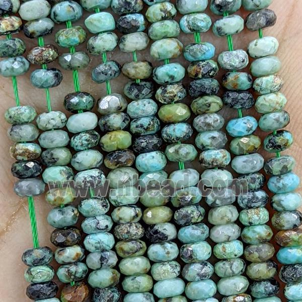 Natural African Turquoise Beads Faceted Rondelle Green