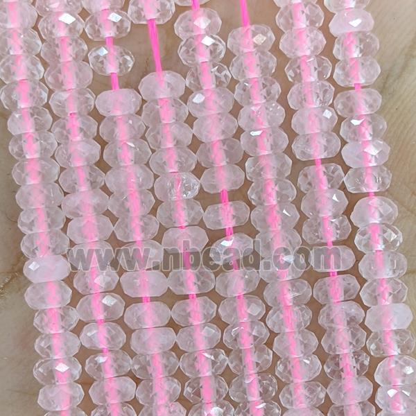 Natural Pink Rose Quartz Beads Faceted Rondelle