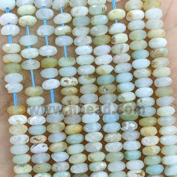 Natural Chinese Amazonite Beads Faceted Rondelle Blue