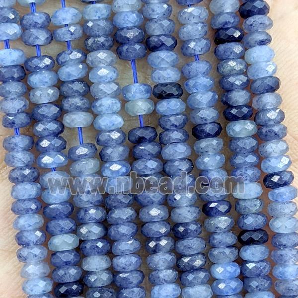 Blue Dye Jade Beads Faceted Rondelle