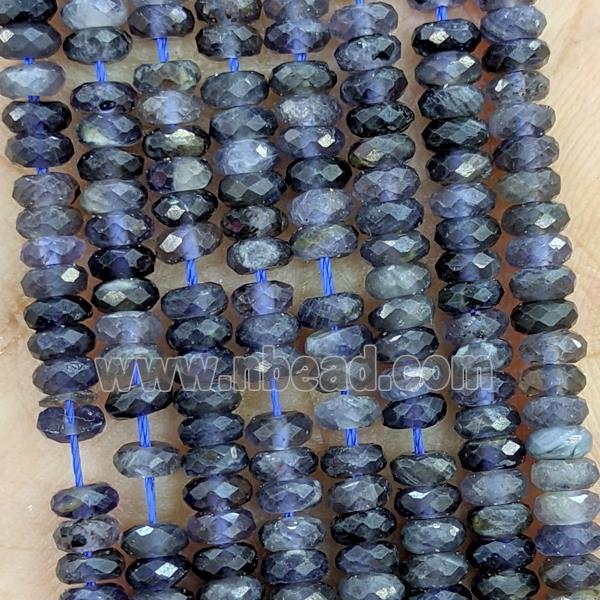 Natural Iolite Beads Inkblue Faceted Rondelle