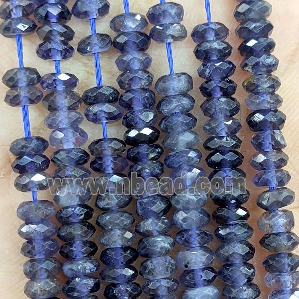 Natural Iolite Beads Faceted Rondelle Inkblue